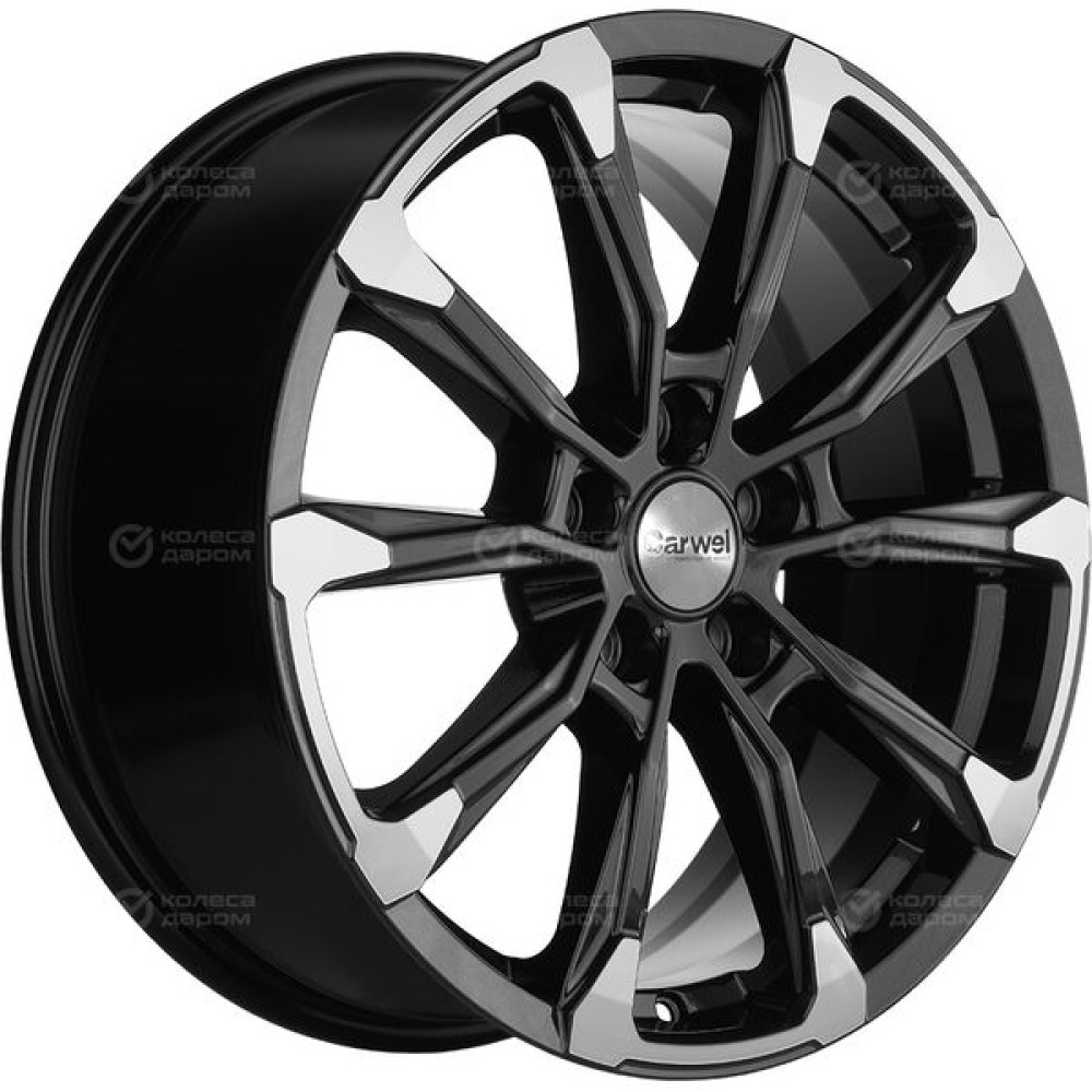 Колесный диск Carwel Ишим 1808 7.5xR18 5x108 ET46 DIA63.4 черный глянцевый с полированной лицевой частью
