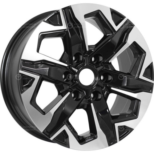 Колесный диск КиК Тейт 7.5xR17 6x139.7 ET38 DIA67.1 черный глянцевый с полированными элементами лицевой поверхности