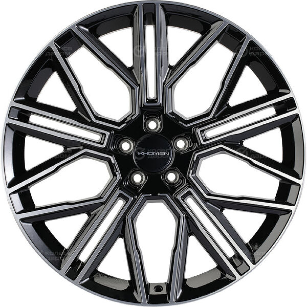 Колесный диск KHOMEN KHW2101 (Front) 9.5xR21 5x112 ET37 DIA66.6 глянцевый черный с полированной лицевой частью