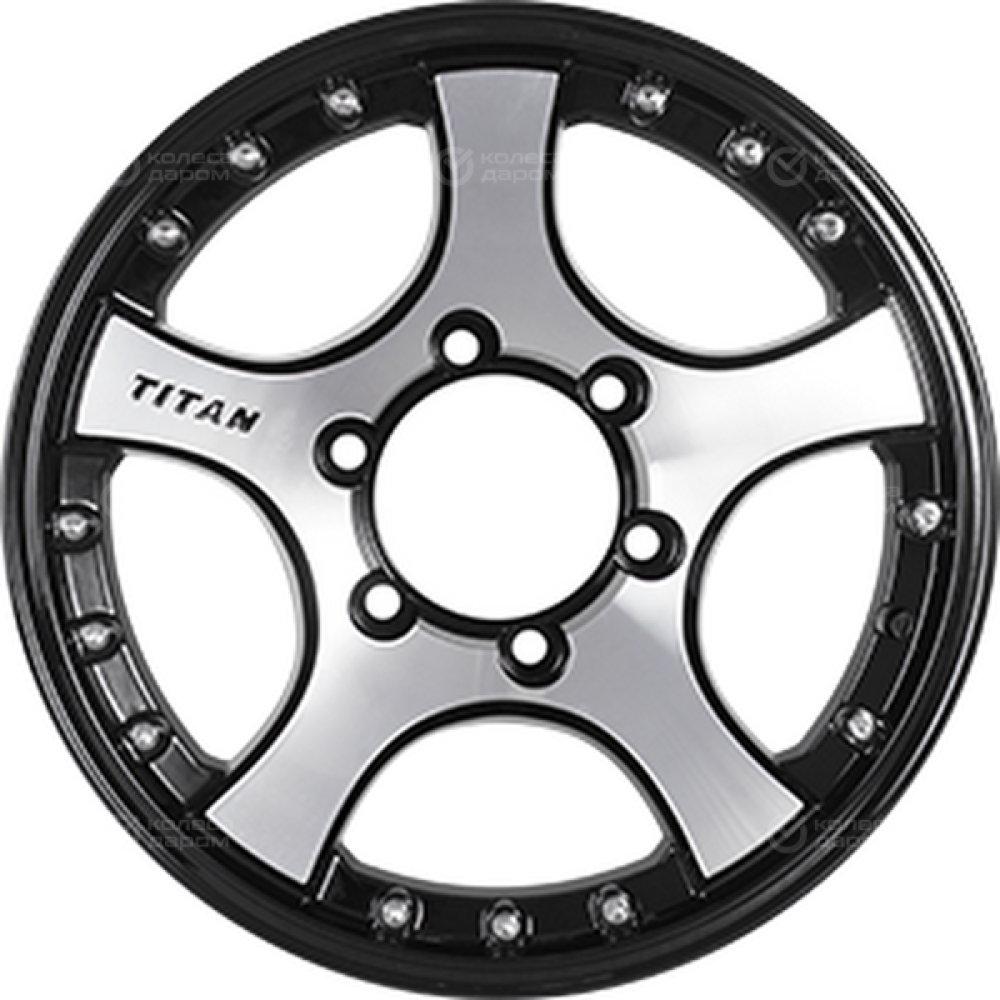 Колесный диск СКАД Титан 7xR16 5x139.7 ET20 DIA109.7 черный глянцевый с полированной лицевой поверхностью