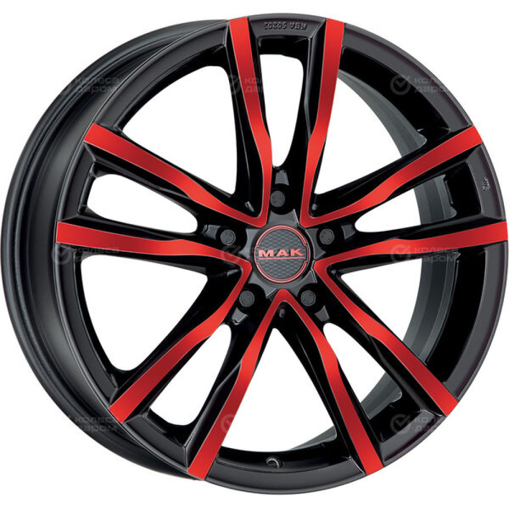 Колесный диск MAK MILANO 8xR18 5x108 ET45 DIA72 чёрный с красной лицевой частью