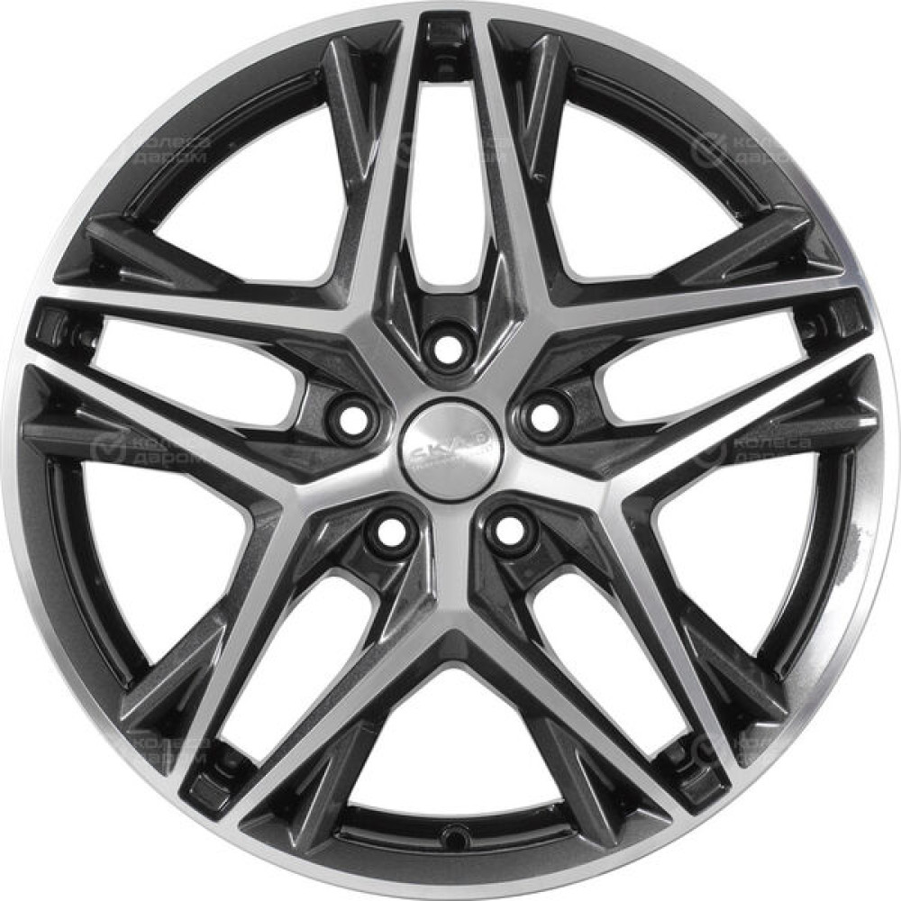 Колесный диск СКАД Челси 8xR18 5x114.3 ET45 DIA67.1 темно-серый глянцевый с полированной лицевой частью