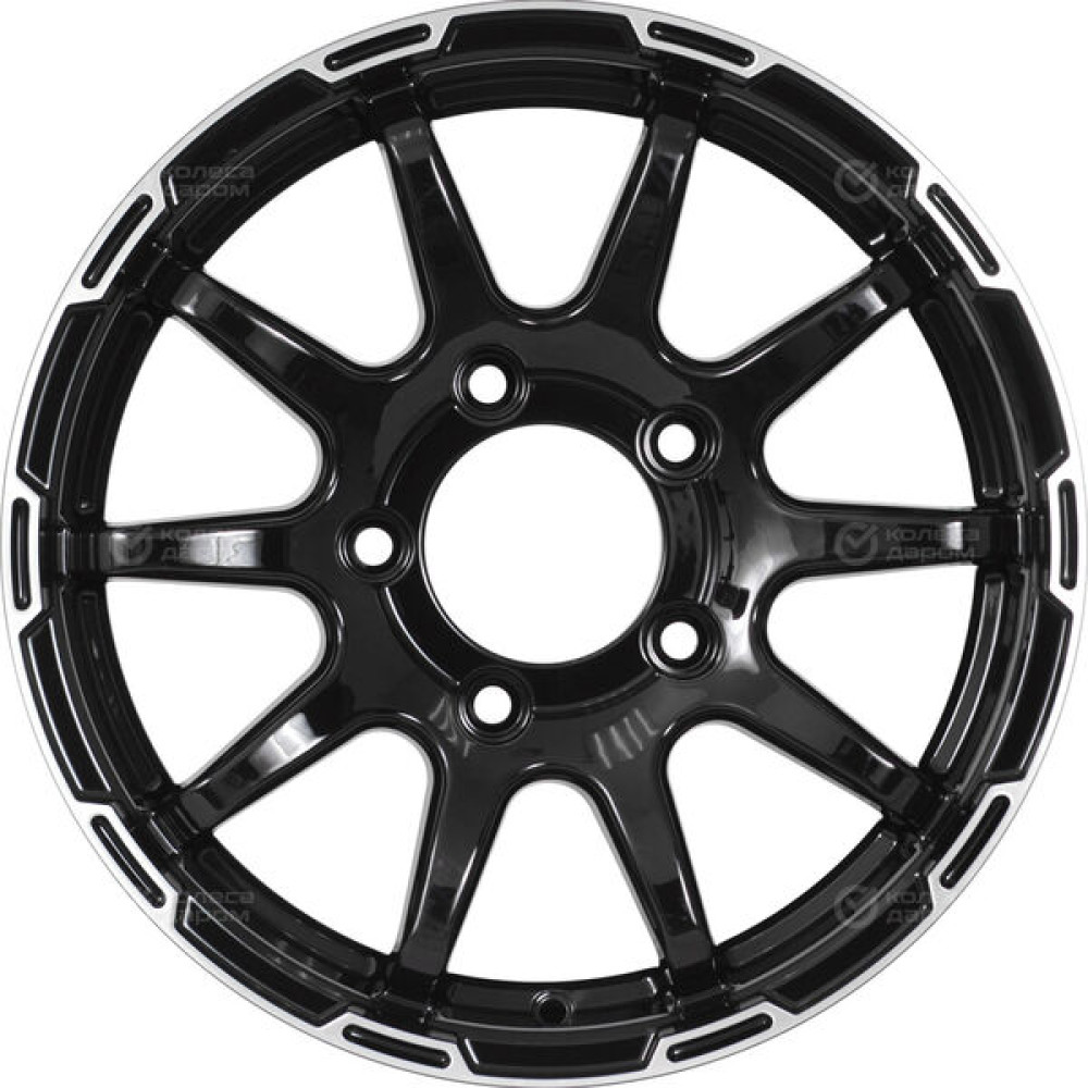 Колесный диск KDW KD1660(КС1113-00) 6.5xR16 5x139.7 ET40 DIA98.1 (уценка) глянцевый черный с полированной лицевой частью