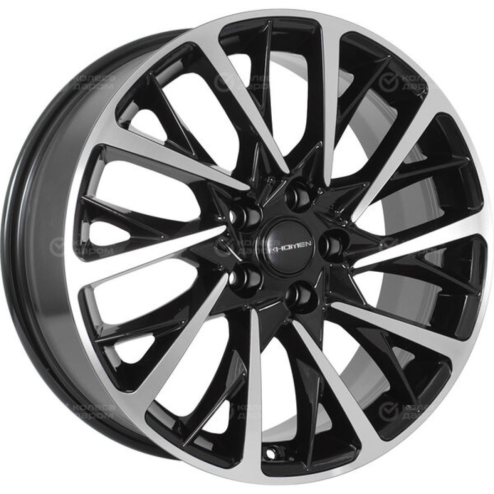 Колесный диск KHOMEN KHW1804 (Chery Tiggo 3) 7.5xR18 5x108 ET45 DIA60.1 глянцевый черный с полированной лицевой частью