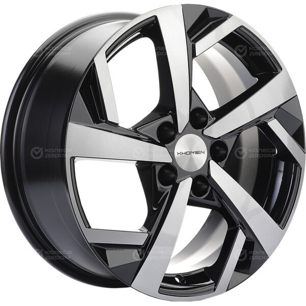 Колесный диск KHOMEN KHW1712 (ZV17_RAV4) 7xR17 5x114.3 ET39 DIA60.1 глянцевый черный с полированной лицевой частью