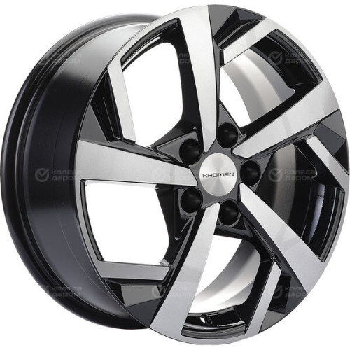Колесный диск KHOMEN KHW1712 (ZV17_RAV4) 7xR17 5x114.3 ET39 DIA60.1 глянцевый черный с полированной лицевой частью