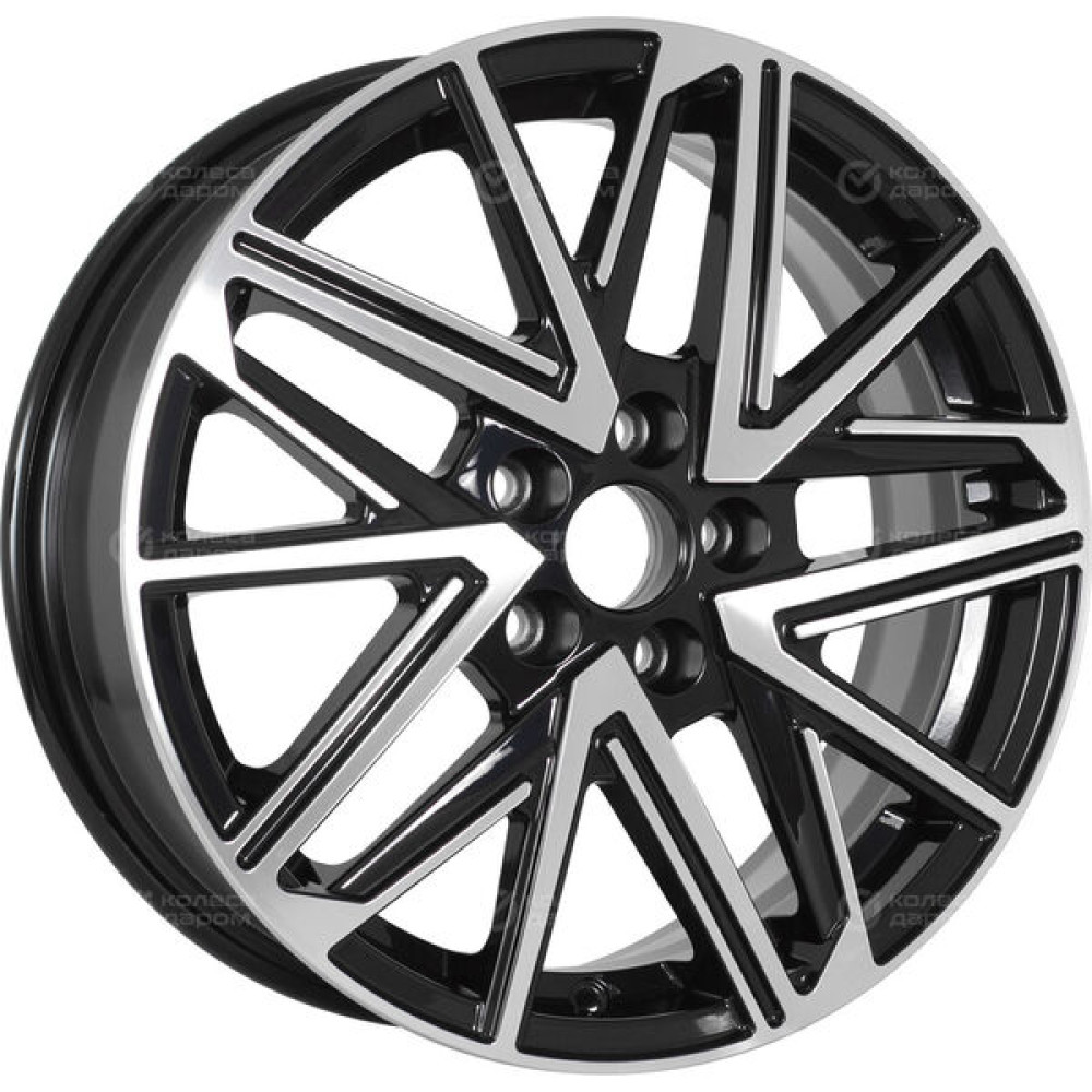 Колесный диск Carwel Галилео 6xR16 5x112 ET50 DIA57.1 чёрный глянцевый с полированной лицевой поверхностью