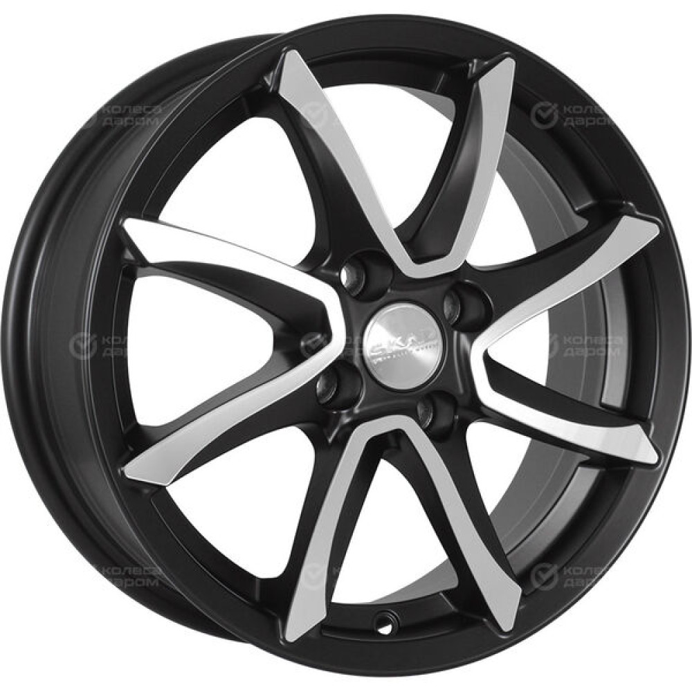 Колесный диск СКАД Осака 6xR15 4x100 ET45 DIA67.1 черный матовый с полированным элементом