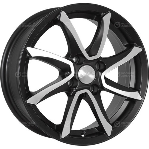 Колесный диск СКАД Осака 6xR15 4x100 ET45 DIA67.1 черный матовый с полированным элементом