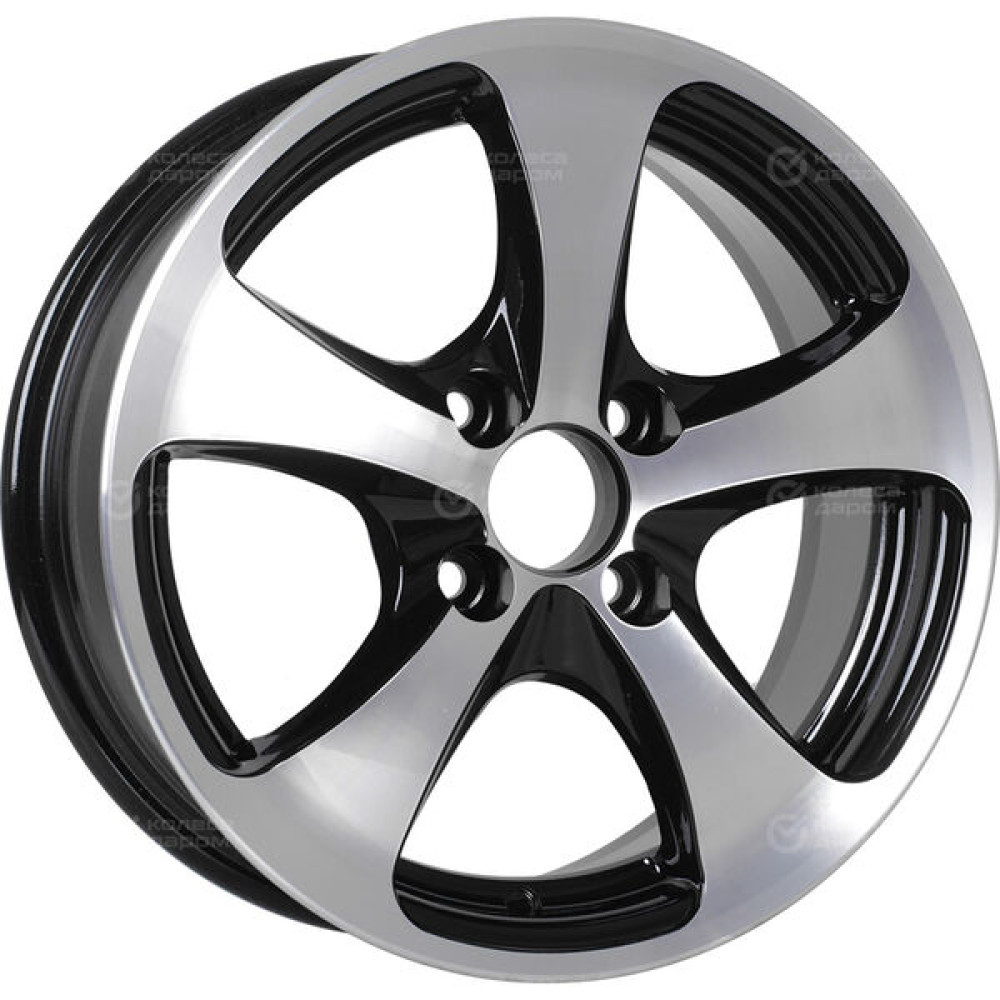 Колесный диск Tech Line 403 5.5xR14 4x98 ET32 DIA58.6 (уценка) глянцевый черный с полированной лицевой частью