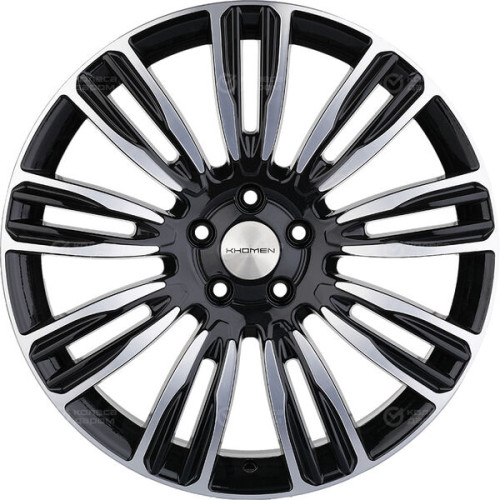 Колесный диск KHOMEN KHW2004 (Velar) 8.5xR20 5x108 ET45 DIA63.4 глянцевый черный с полированной лицевой частью