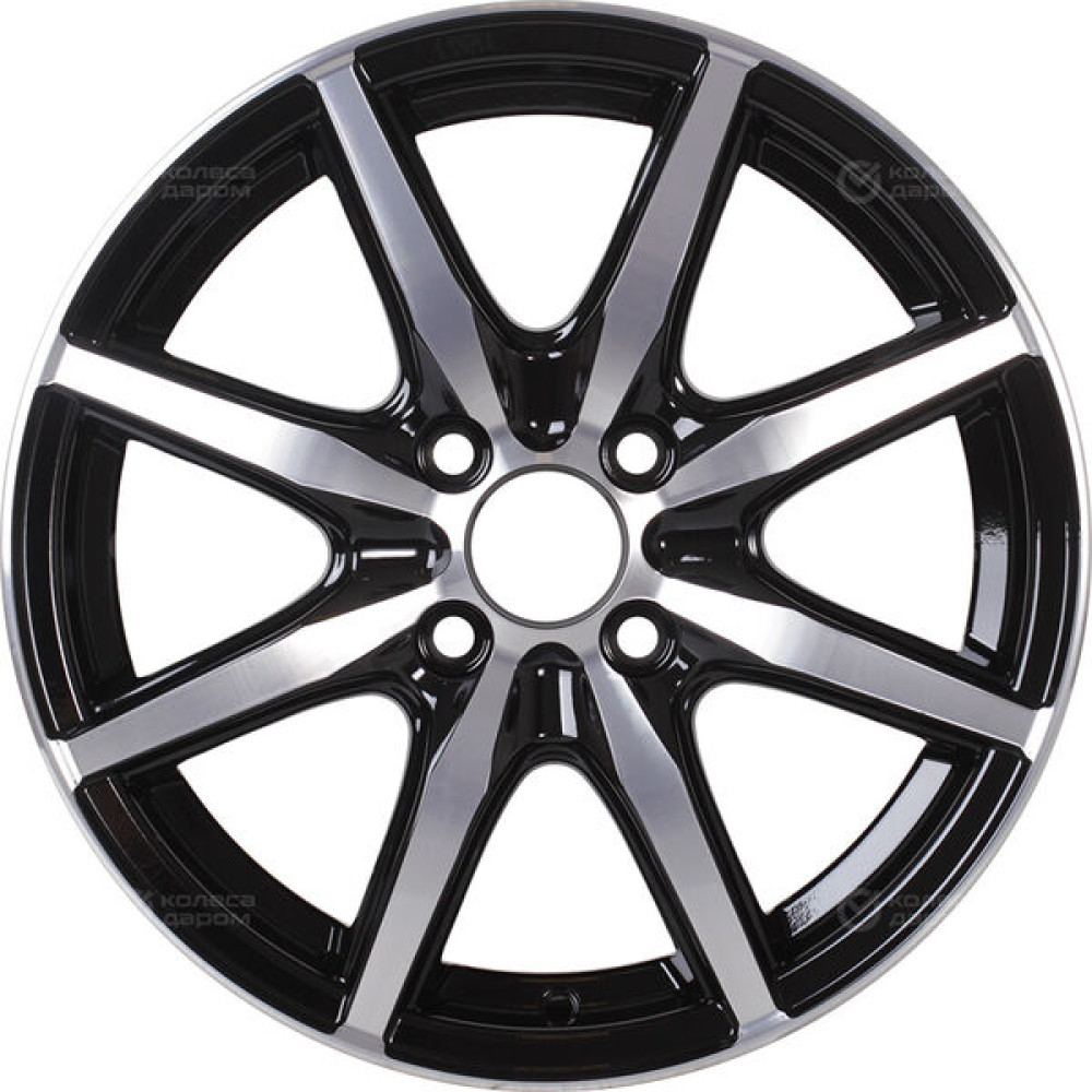 Колесный диск VENTI 1515 6xR15 4x100 ET50 DIA60.1 глянцевый черный с полированной лицевой частью