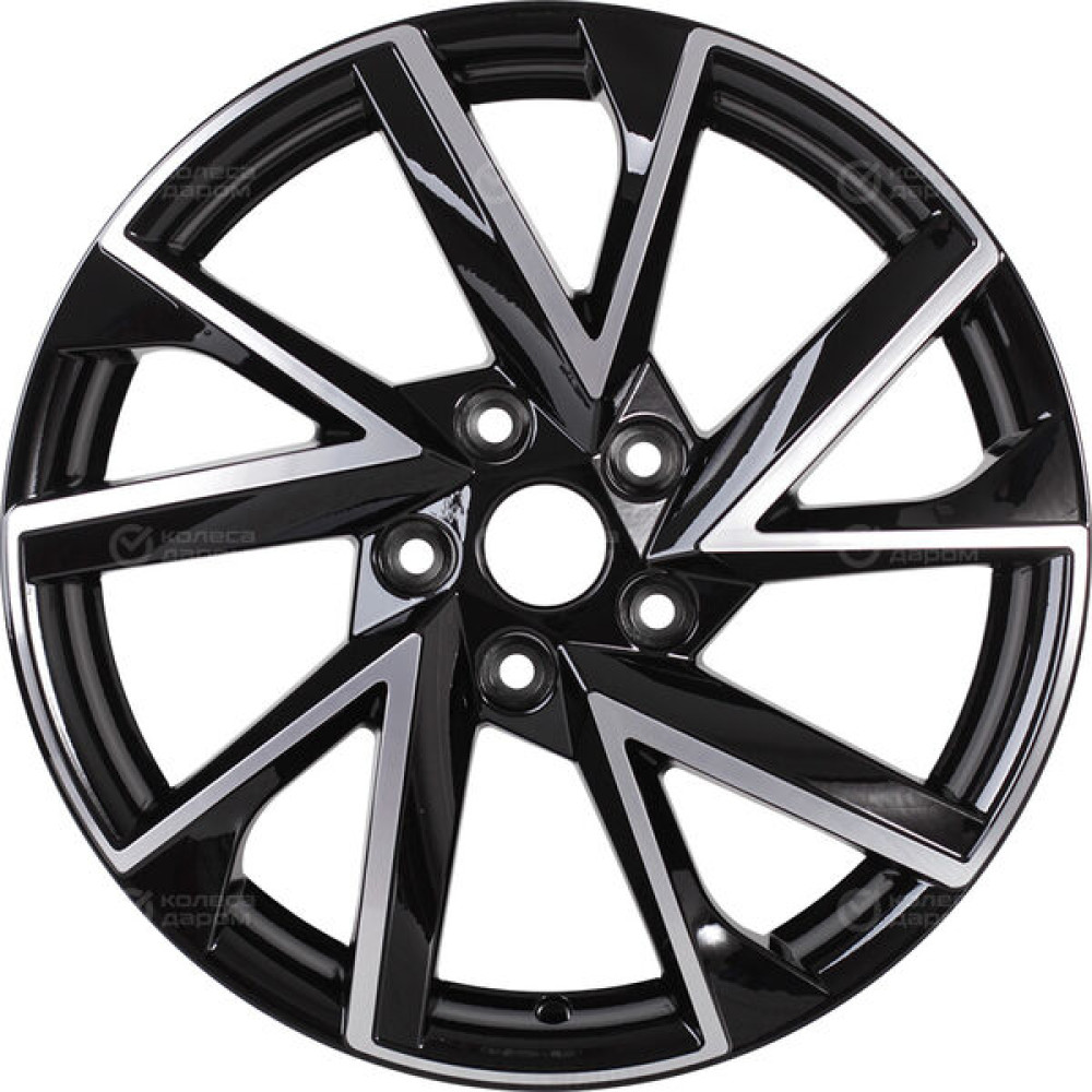 Колесный диск KHOMEN KHW1714 (ZV_17 Sportage) 7xR17 5x114.3 ET48.5 DIA67.1 глянцевый черный с полированной лицевой частью