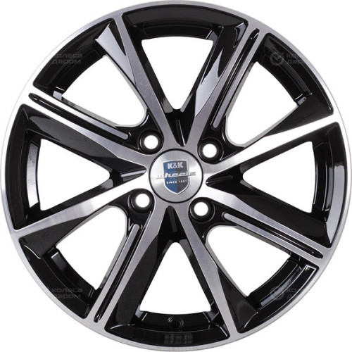 Колесный диск КиК Арнар 6xR15 4x98 ET35 DIA58.5 черный глянцевый с полированными элементами лицевой поверхности