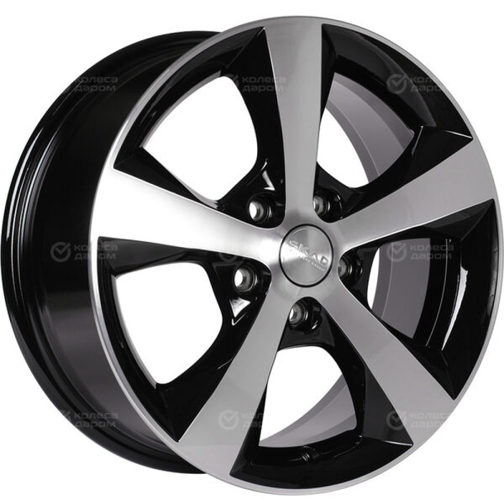 Колесный диск СКАД Кёльн 7xR16 5x114.3 ET45 DIA60.1 черный глянцевый с полированной лицевой поверхностью
