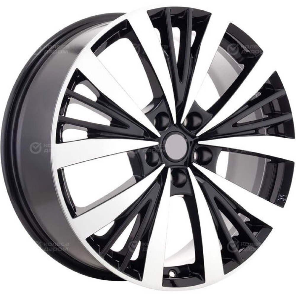Колесный диск КиК Марвел 7.5xR19 5x114.3 ET40 DIA60.1 (уценка) черный глянцевый с полированными элементами лицевой поверхности