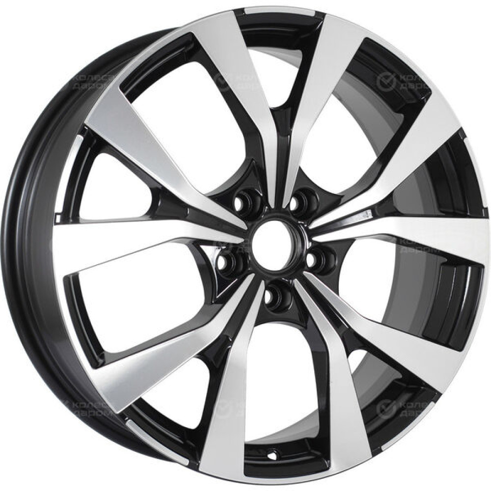 Колесный диск KHOMEN KHW1906 (Chery Tiggo 7 Pro) 7xR19 5x108 ET33 DIA60.1 глянцевый черный с полированной лицевой частью