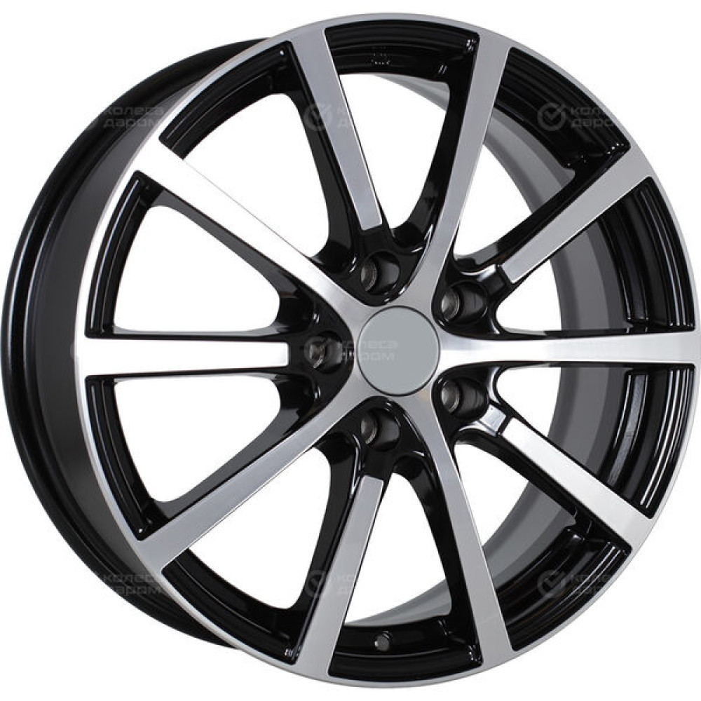 Колесный диск Carwel Кентавр 102 7xR17 5x114.3 ET40 DIA66.1 чёрный глянцевый с полированной лицевой поверхностью