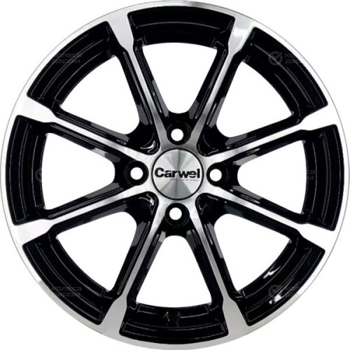 Колесный диск Carwel Бета 114 6xR15 4x100 ET45 DIA67.1 чёрный глянцевый с полированной лицевой поверхностью