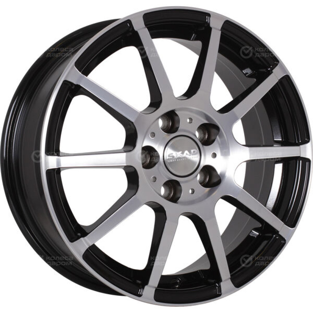Колесный диск СКАД Акита 6xR15 5x100 ET38 DIA57.1 черный глянцевый с полированной лицевой поверхностью