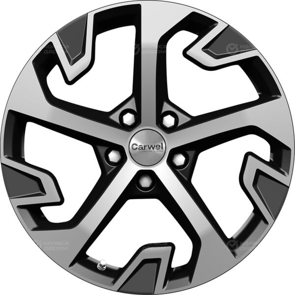 Колесный диск Carwel Таскан 262 7.5xR18 5x114.3 ET45 DIA60.1 чёрный глянцевый с полированной лицевой поверхностью