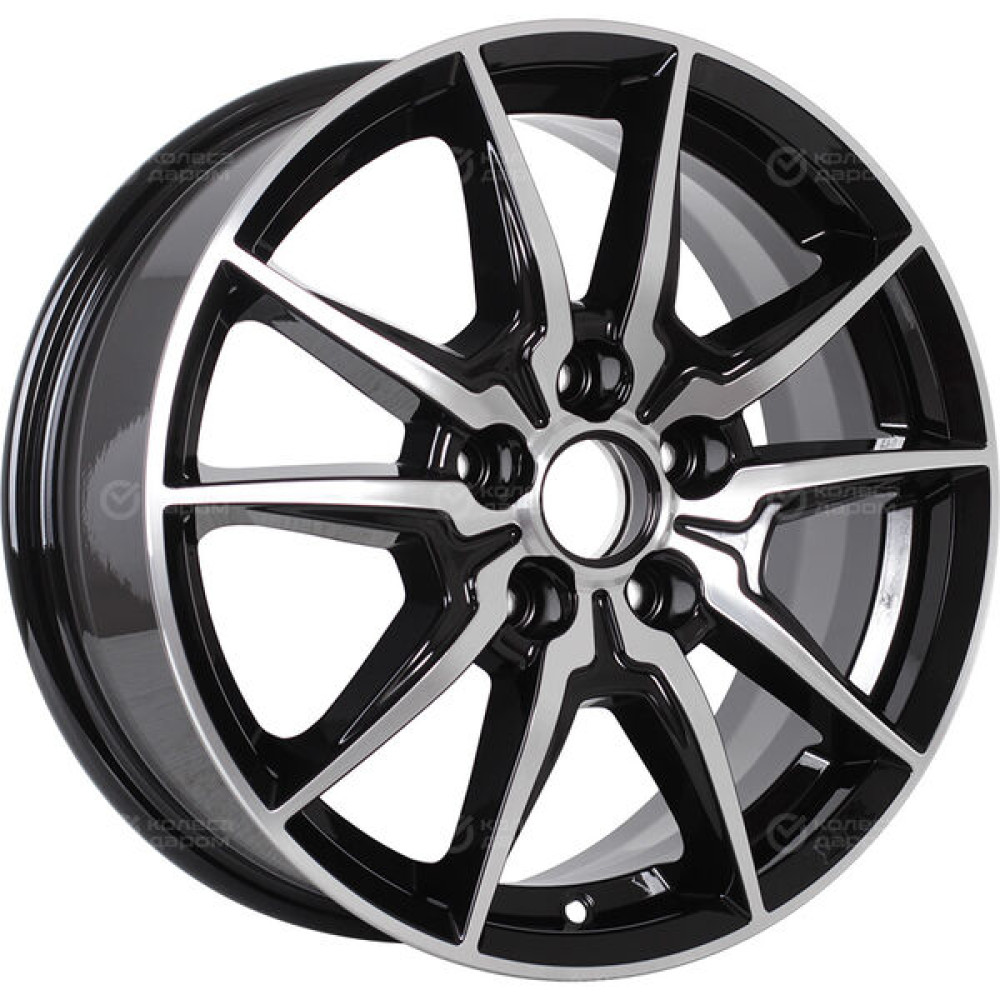 Колесный диск КиК Адамар 6.5xR16 5x114.3 ET45 DIA67.1 черный глянцевый с полированными элементами лицевой поверхности
