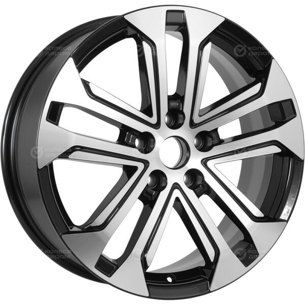 Колесный диск Carwel Куж 1803 7xR18 5x108 ET33 DIA60.1 чёрный глянцевый с полированной лицевой частью