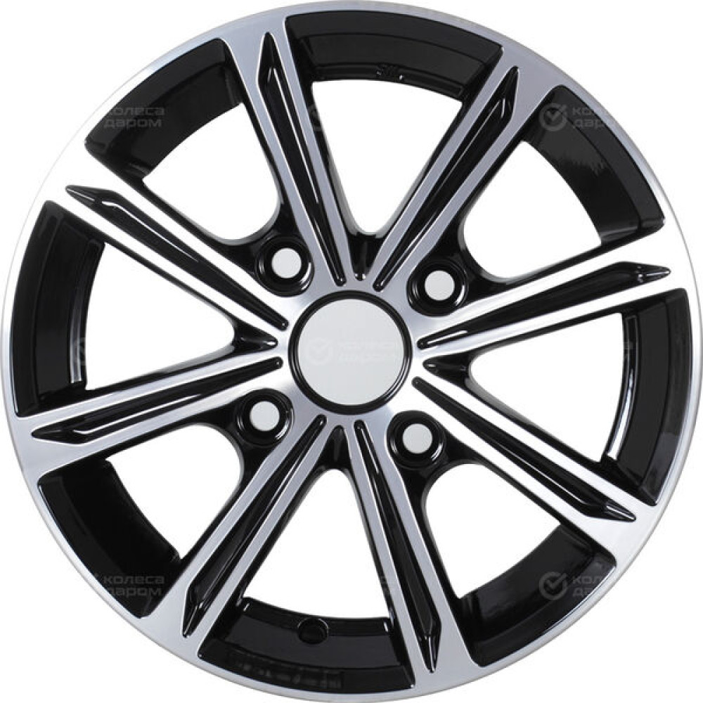 Колесный диск КиК Флэш-оригинал 5xR14 4x100 ET43 DIA60.1 черный глянцевый с полированными элементами лицевой поверхности