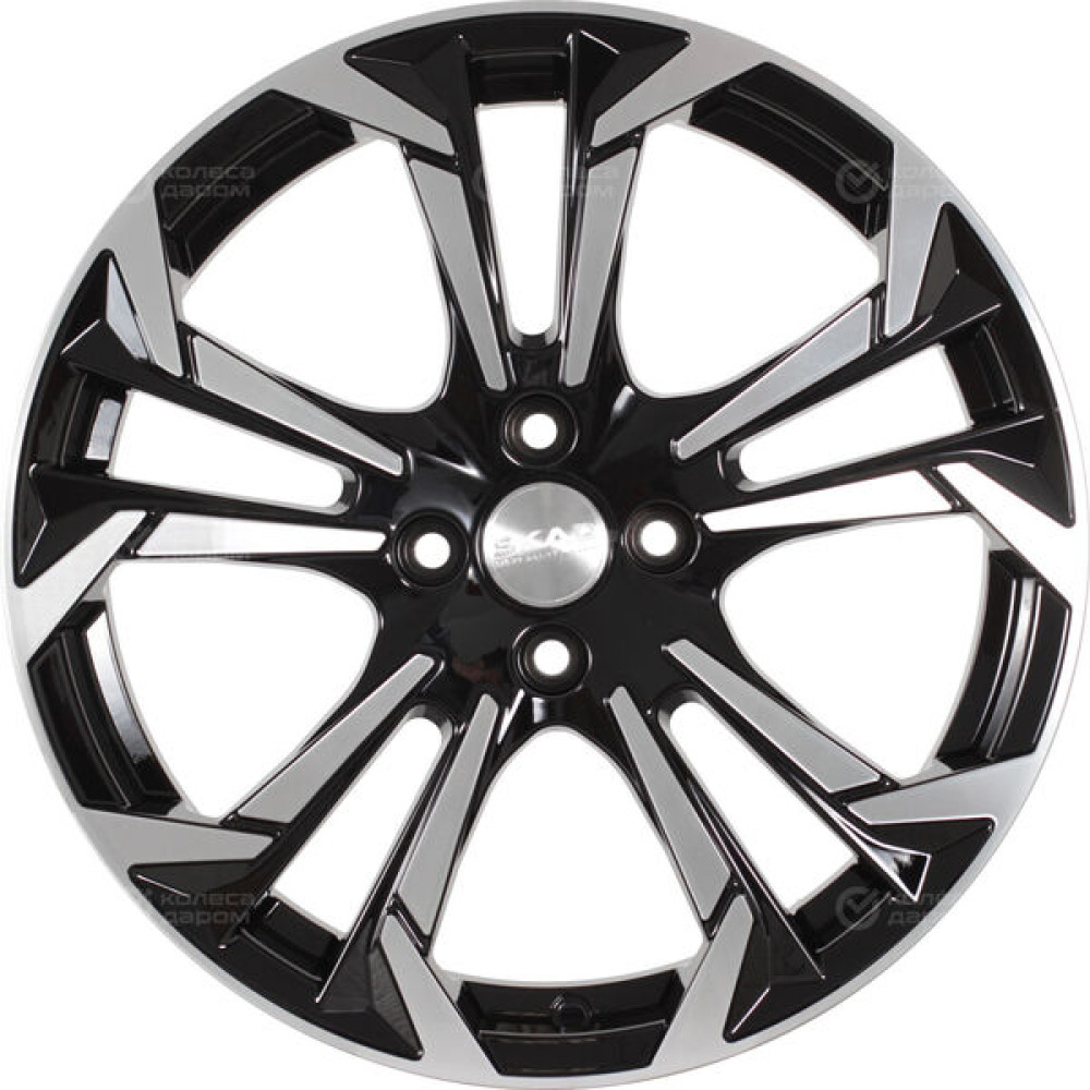 Колесный диск СКАД Дунай 7xR17 4x100 ET45 DIA60.1 черный глянцевый с полированной лицевой поверхностью