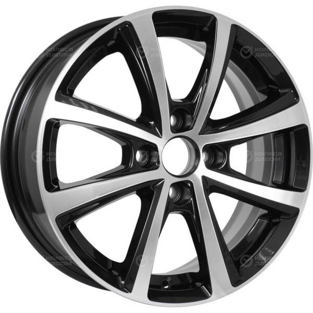 Колесный диск Carwel Акуш 6xR15 4x100 ET50 DIA60.1 чёрный глянцевый с полированной лицевой поверхностью