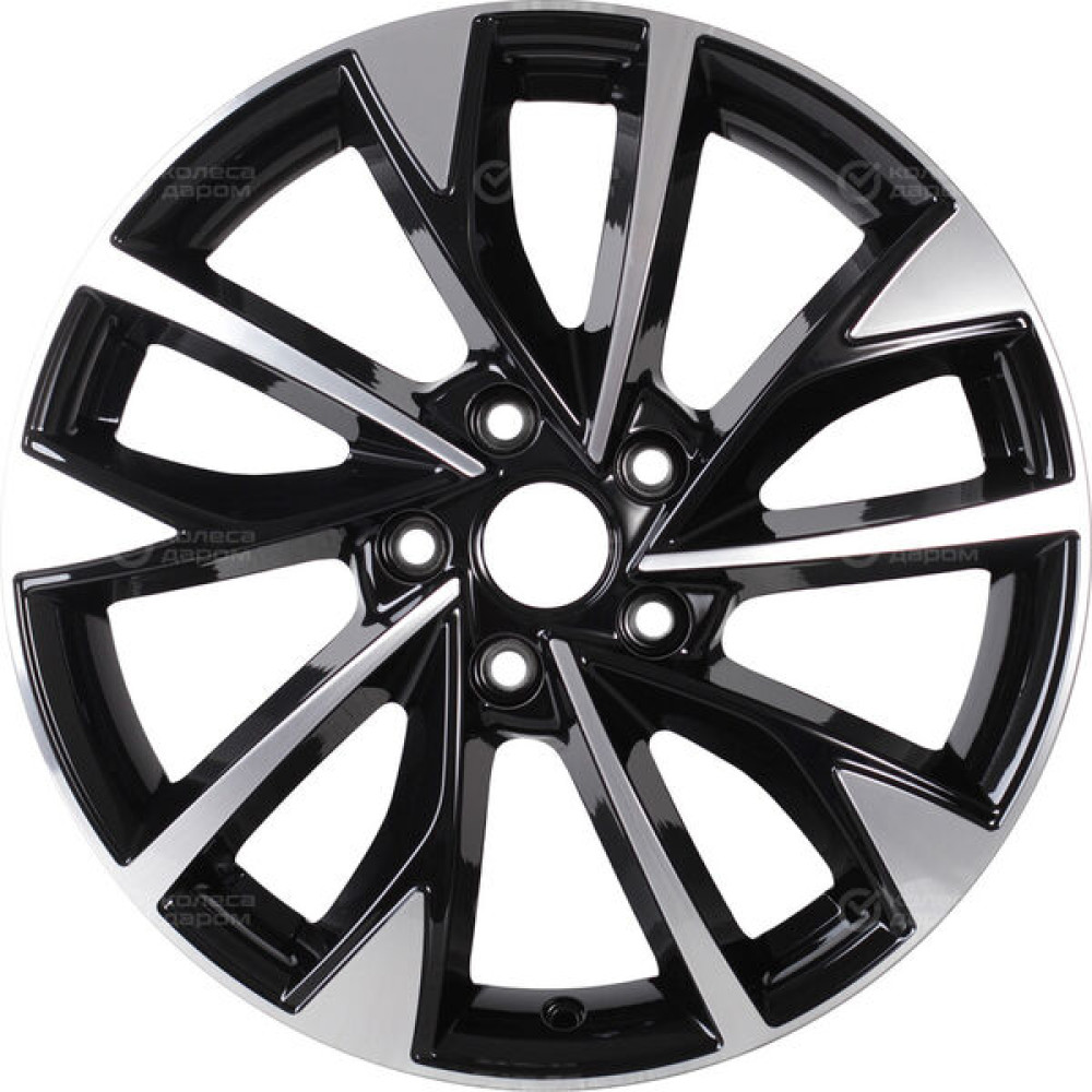 Колесный диск КиК Роквуд 7xR17 5x114.3 ET50 DIA60.1 (уценка) черный глянцевый с полированными элементами лицевой поверхности
