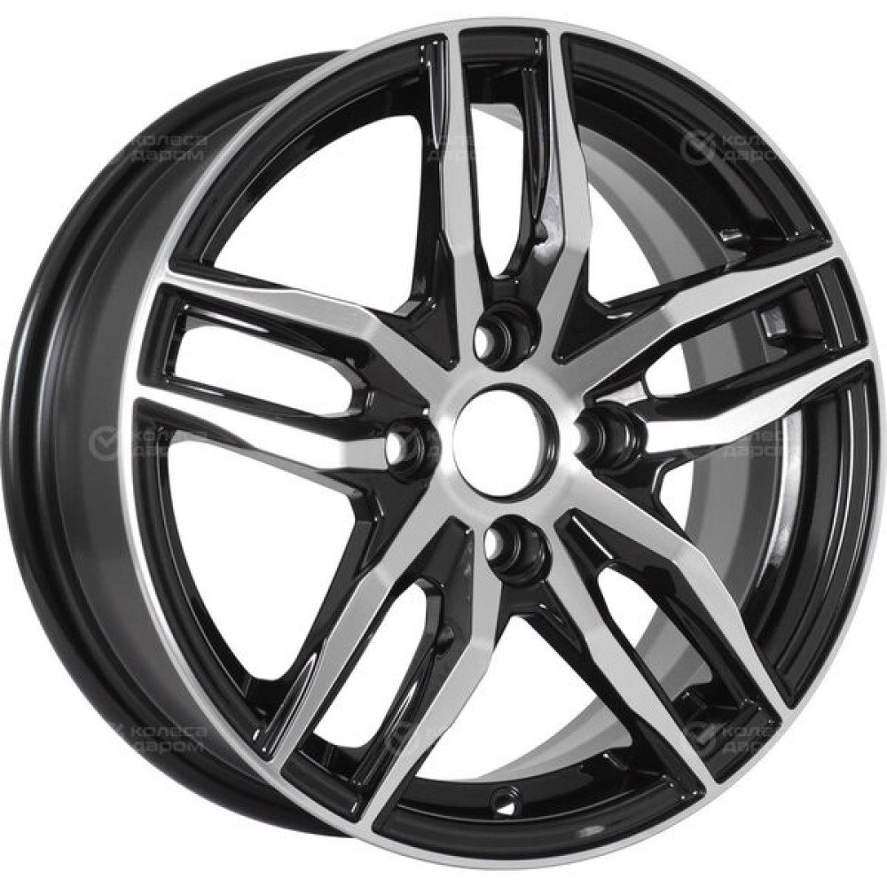 Колесный диск WUP Up125 6xR15 4x100 ET35 DIA67.1 черный глянцевый с полированными элементами лицевой поверхности