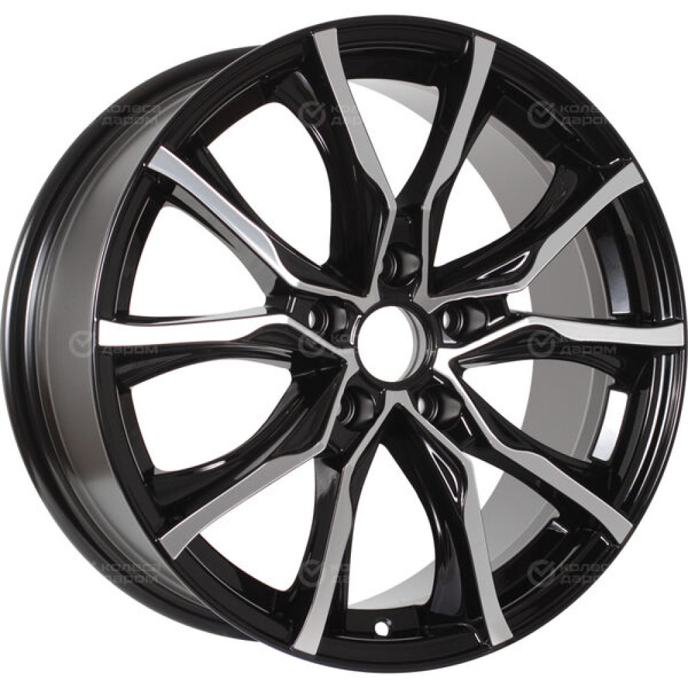Колесный диск КиК Твист 7.5xR17 5x114.3 ET45 DIA66.1 черный глянцевый с полированными элементами лицевой поверхности