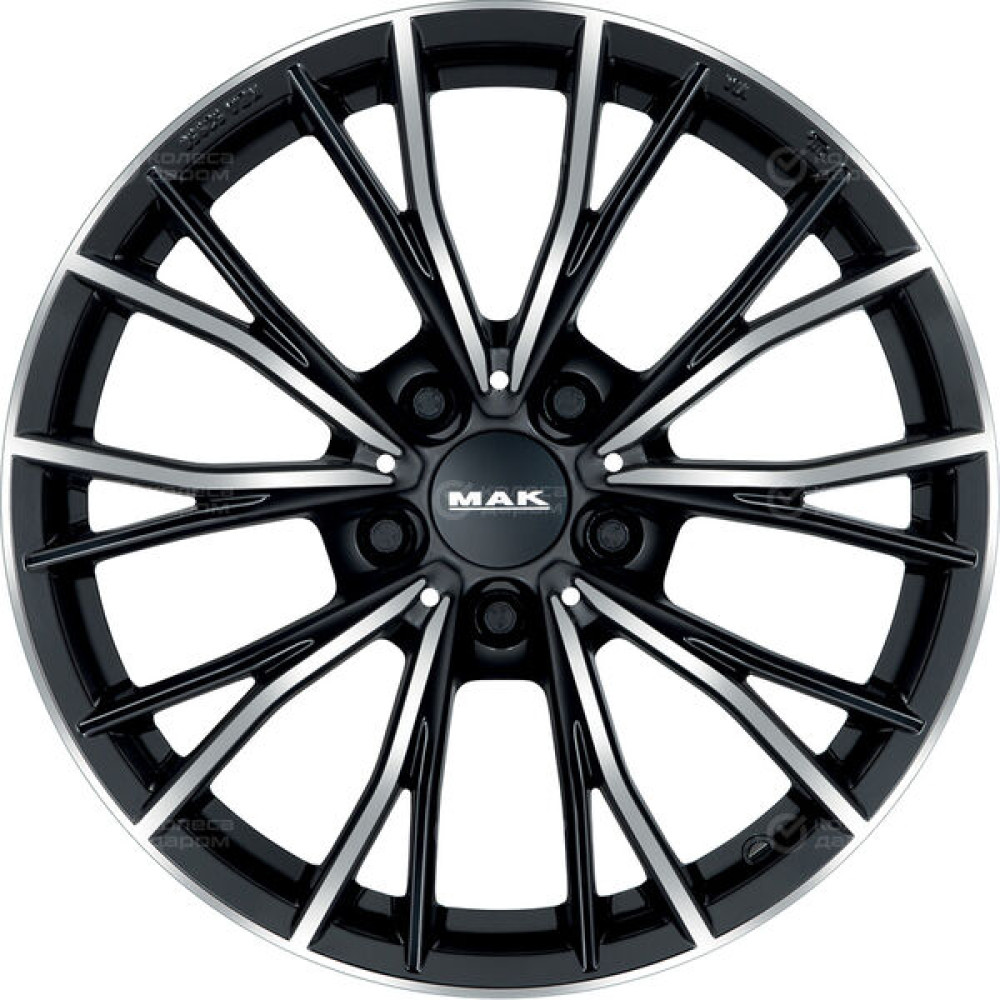 Колесный диск MAK Mark 8xR18 5x112 ET54 DIA66.6 черный глянцевый с полированной лицевой частью