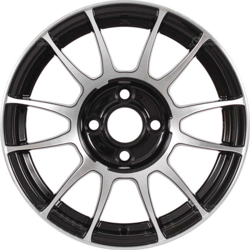 Колесный диск Carwel Лухта 37 6xR14 4x100 ET38 DIA67.1 чёрный глянцевый с полированной лицевой поверхностью