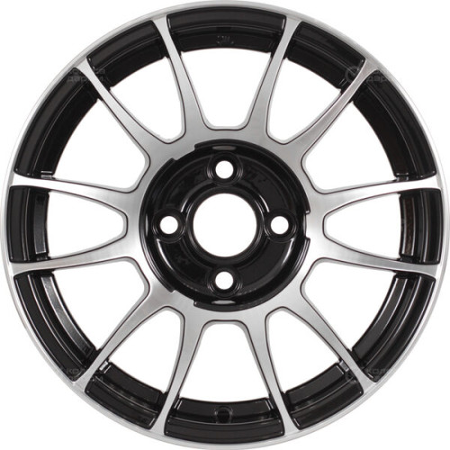 Колесный диск Carwel Лухта 37 6xR14 4x100 ET38 DIA67.1 чёрный глянцевый с полированной лицевой поверхностью