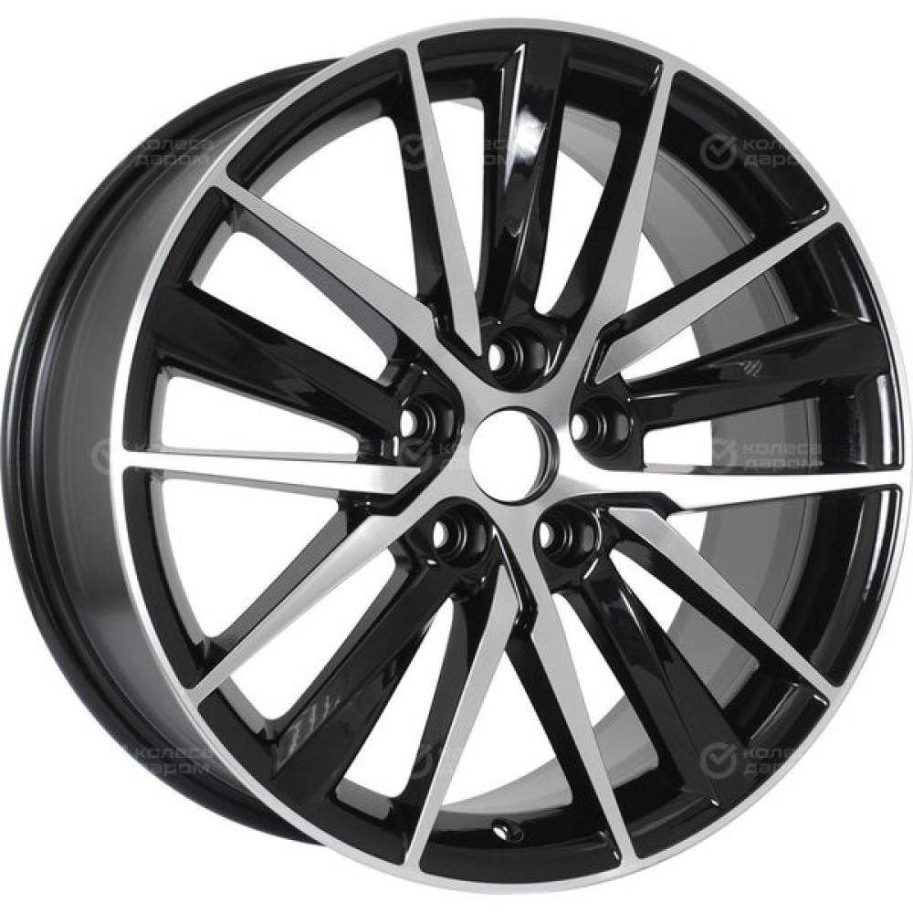 Колесный диск KHOMEN KHW1807 (Chery Tiggo 8/8 Pro) 8xR18 5x108 ET47 DIA60.1 глянцевый черный с полированной лицевой частью