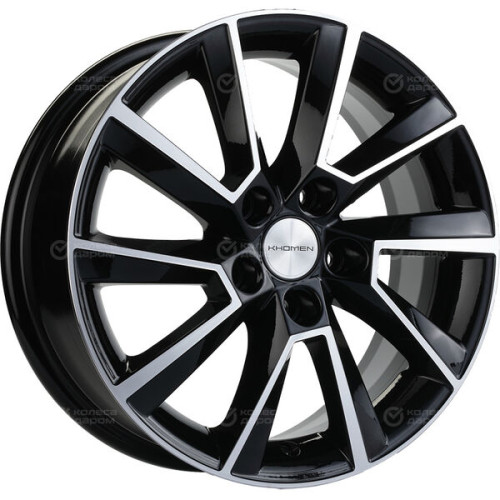 Колесный диск KHOMEN KHW1507 (15_Polo) 6xR15 5x100 ET40 DIA57.1 глянцевый черный с полированной лицевой частью