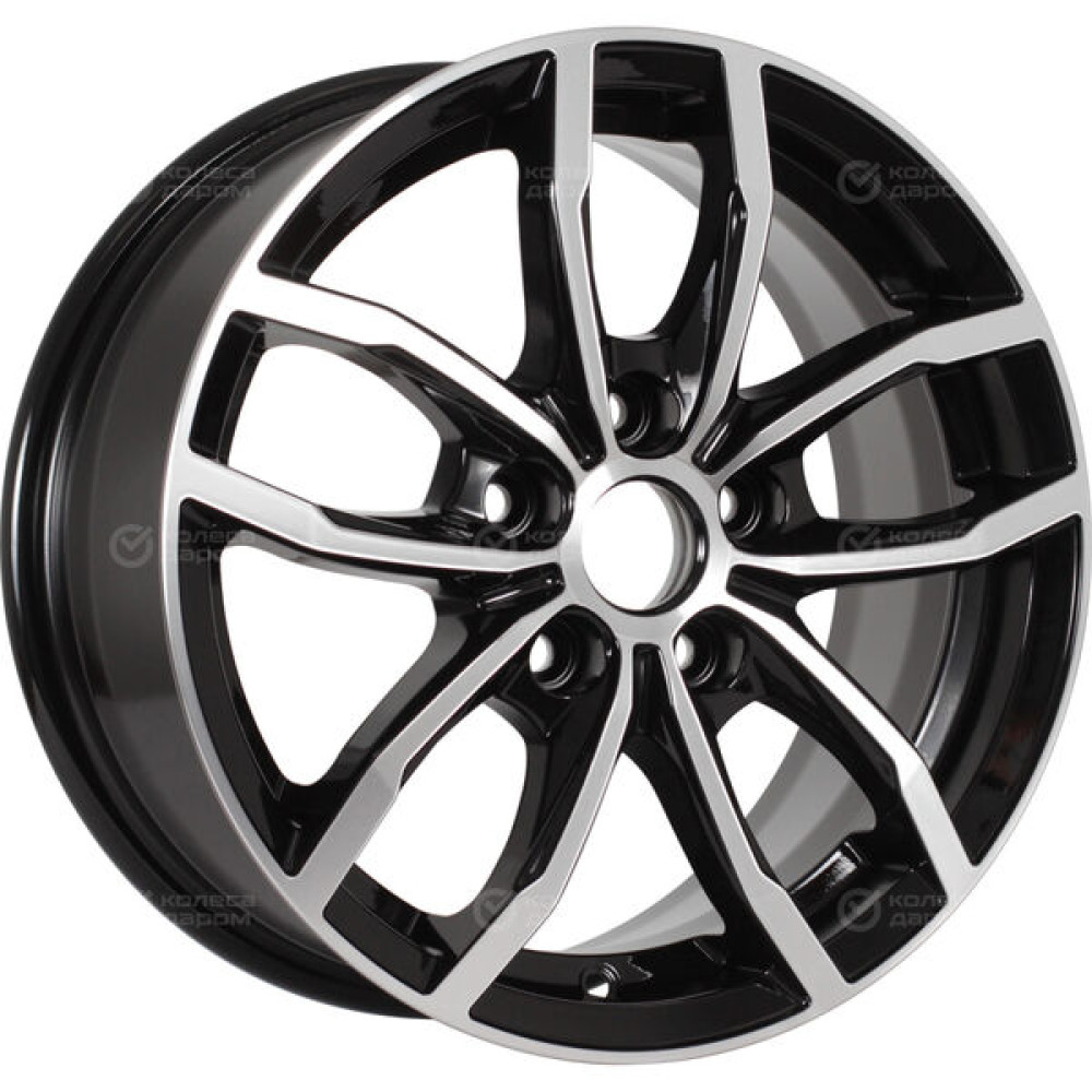 Колесный диск КиК Фрост 6.5xR15 5x108 ET50 DIA63.35 черный глянцевый с полированными элементами лицевой поверхности