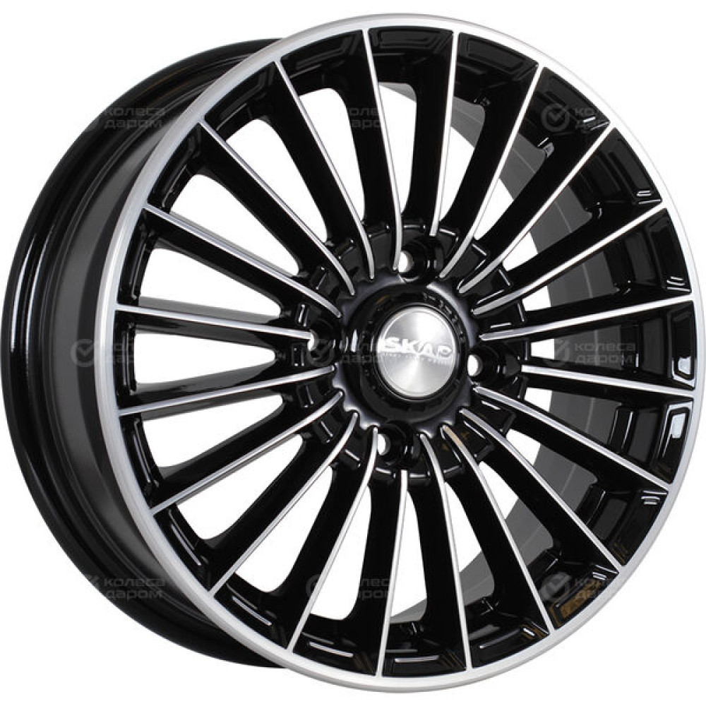 Колесный диск СКАД Веритас 6xR15 5x100 ET38 DIA57.1 черный глянцевый с полированной лицевой поверхностью