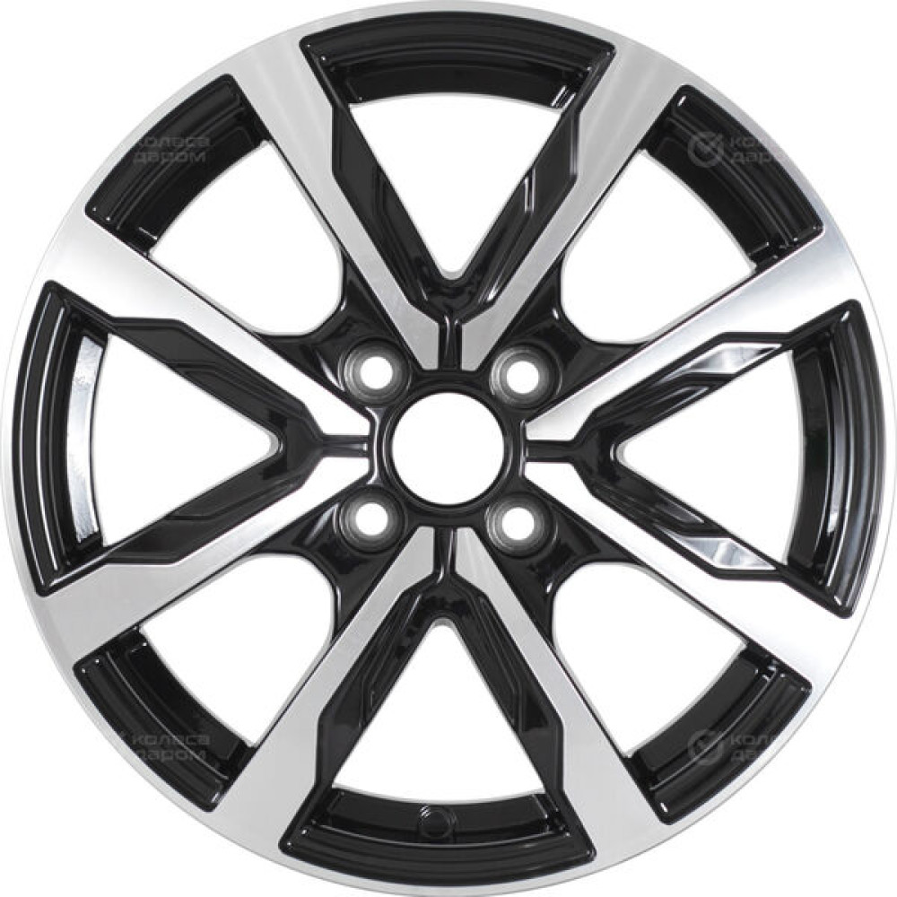 Колесный диск WUP Up122 6xR15 4x100 ET39 DIA56.6 черный глянцевый с полированными элементами лицевой поверхности