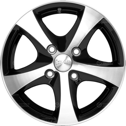 Колесный диск СКАД Уран-2 5.5xR14 5x114.3 ET35 DIA67.1 черный глянцевый с полированной лицевой поверхностью
