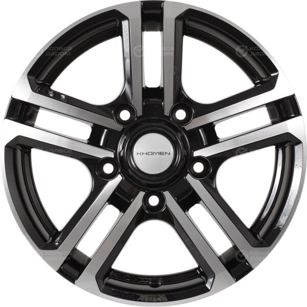 Колесный диск KHOMEN KHW1602 (Niva 4x4) 6.5xR16 5x139.7 ET35 DIA98.5 глянцевый черный с полированной лицевой частью