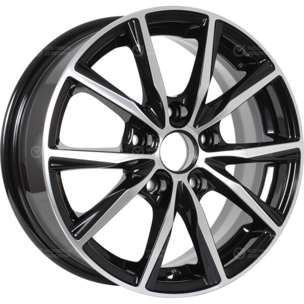 Колесный диск Carwel Гамма 115 6xR15 5x112 ET43 DIA66.6 чёрный глянцевый с полированной лицевой поверхностью