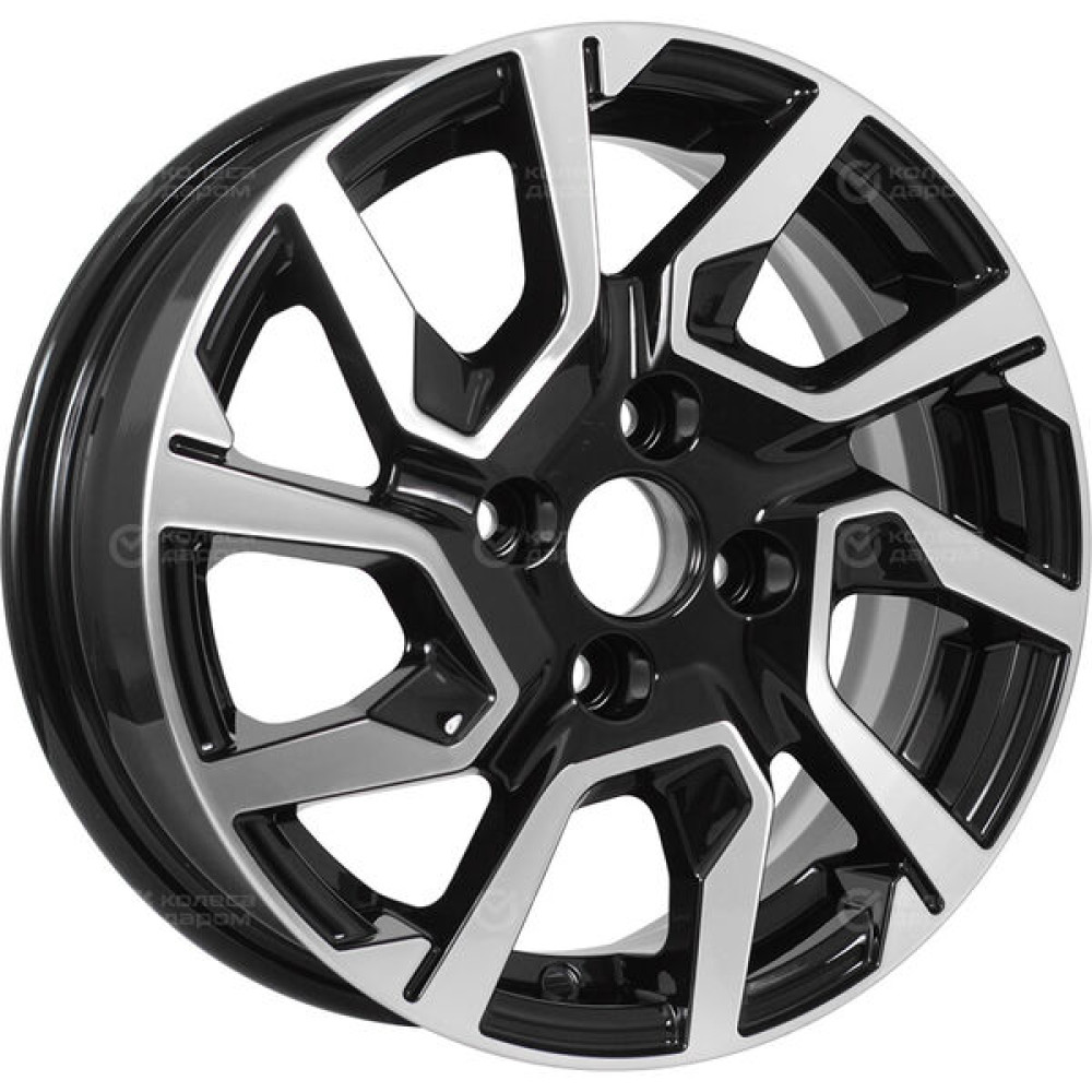 Колесный диск KDW KD1420 5.5xR14 4x100 ET40 DIA60.1 (уценка) глянцевый черный с полированной лицевой частью