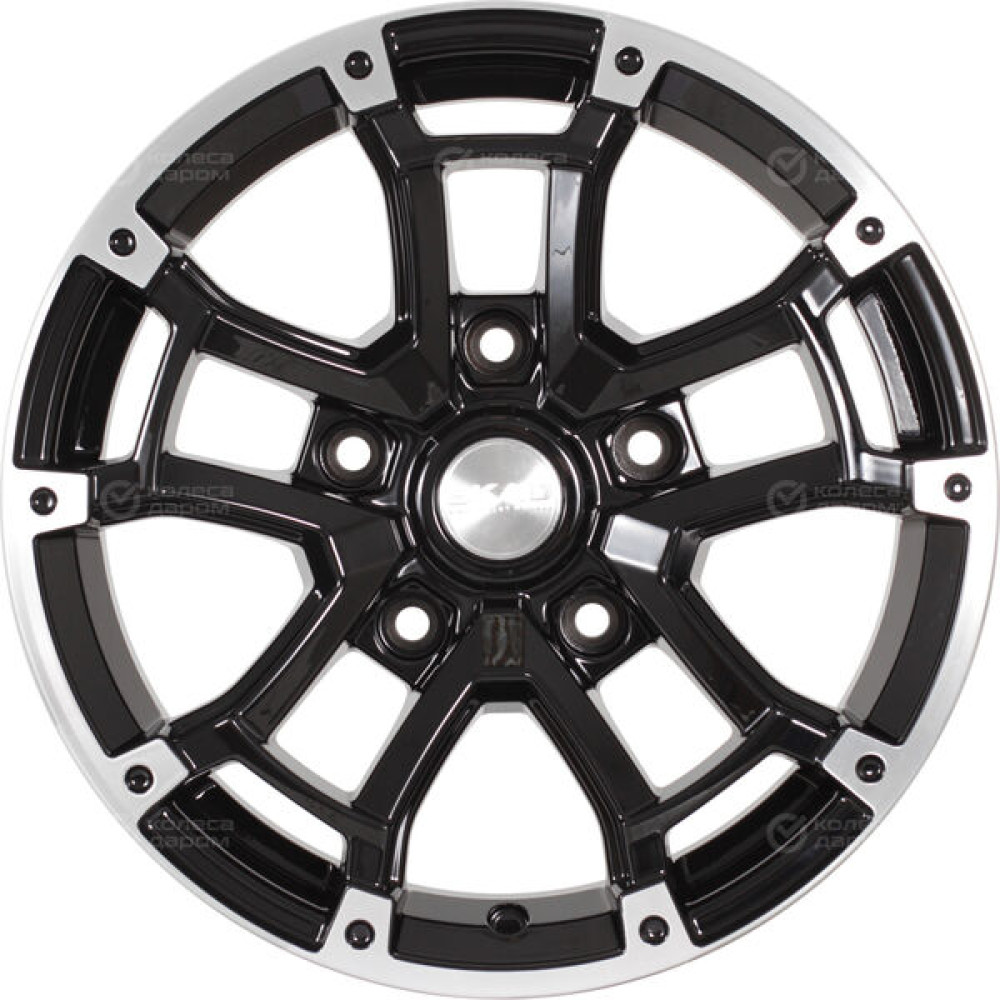 Колесный диск СКАД Барахас 7xR16 5x139.7 ET15 DIA98.5 черный глянцевый с полированной лицевой поверхностью