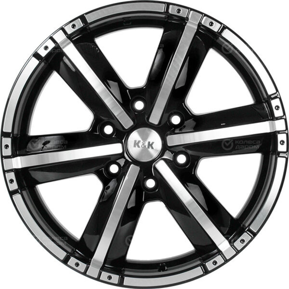 Колесный диск КиК Окинава-оригинал 7.5xR17 6x139.7 ET25 DIA106.1 черный глянцевый с полированными элементами лицевой поверхности