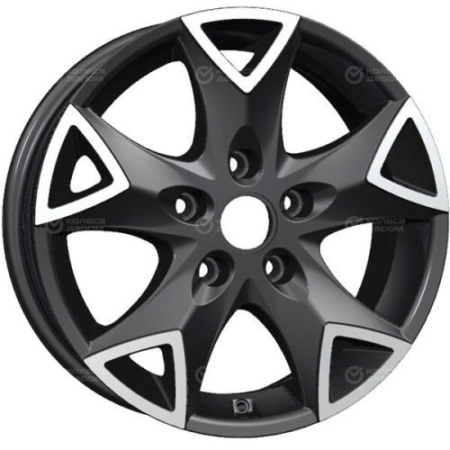 Колесный диск Carwel Конго 1615 6.5xR16 5x114.3 ET45 DIA66.1 чёрный глянцевый с полированной лицевой частью