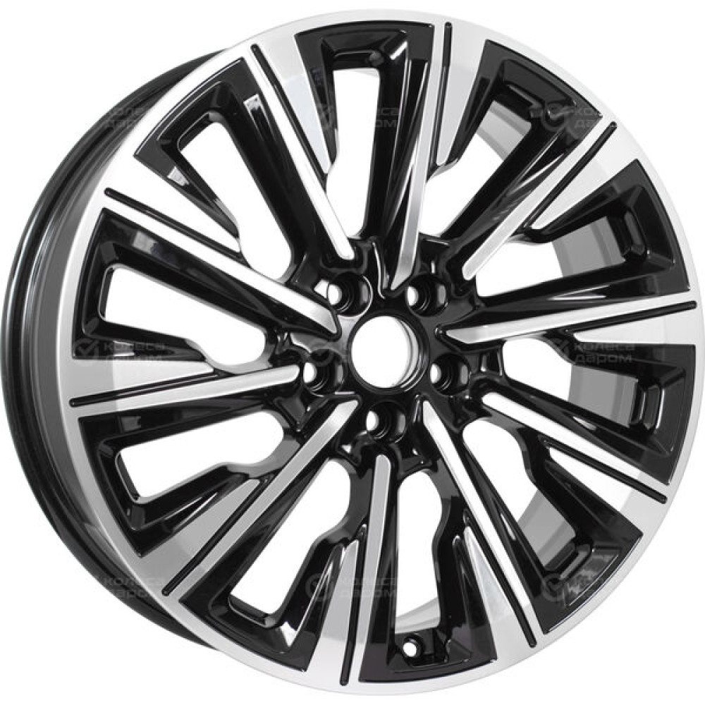 Колесный диск КиК Галего 7.5xR19 5x108 ET45 DIA67.1 черный глянцевый с полированными элементами лицевой поверхности