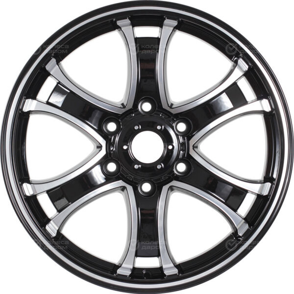 Колесный диск КиК Балеар (КС727) 7.5xR18 6x114.3 ET30 DIA66.1 черный глянцевый с полированными элементами лицевой поверхности